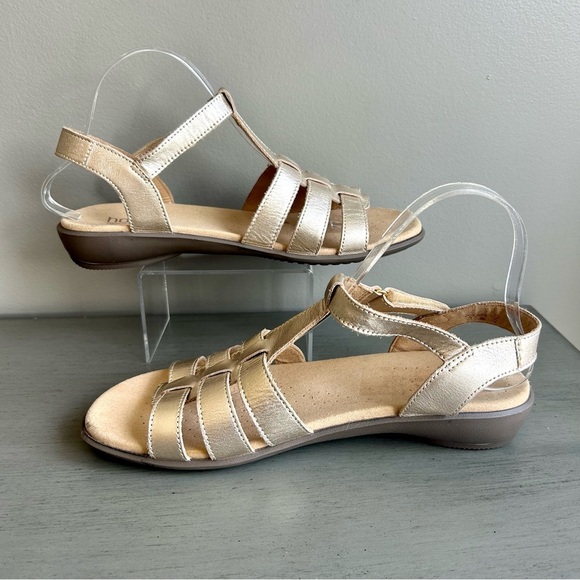Hotter Sol Sandals Gold T Strap Leather Size 9 Strappy Leather Comfort Neutral - Picture 8 of 12
